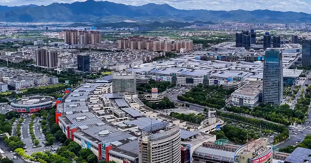 Aerial view for Yiwu Market District Route Planning