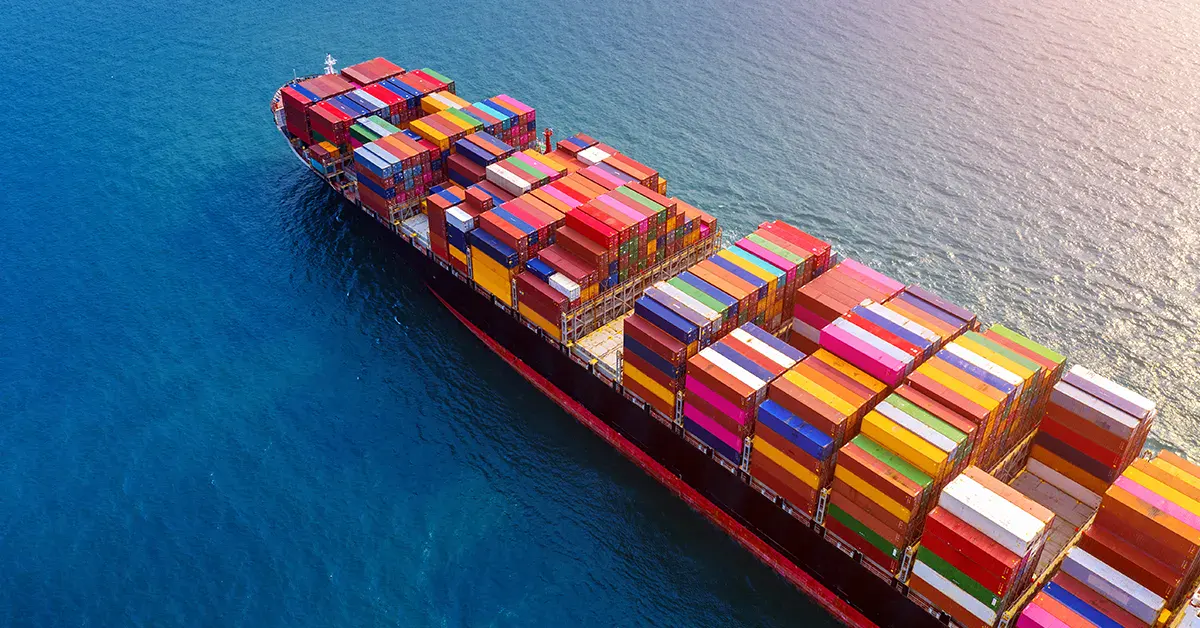 Freight before Chinese New Year 2027 showing a container ship transporting goods across the ocean